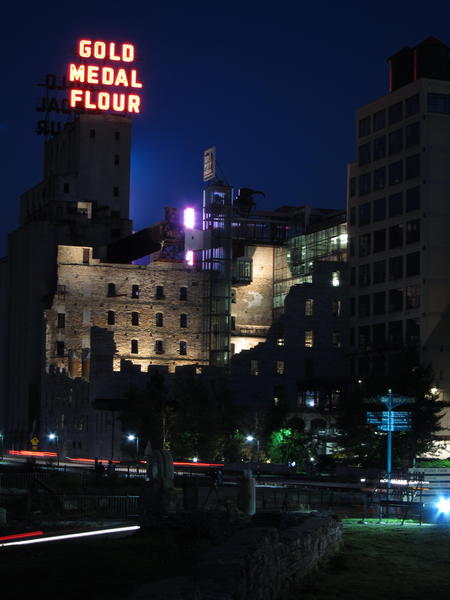 Gold Metal Flour Ruins at Night