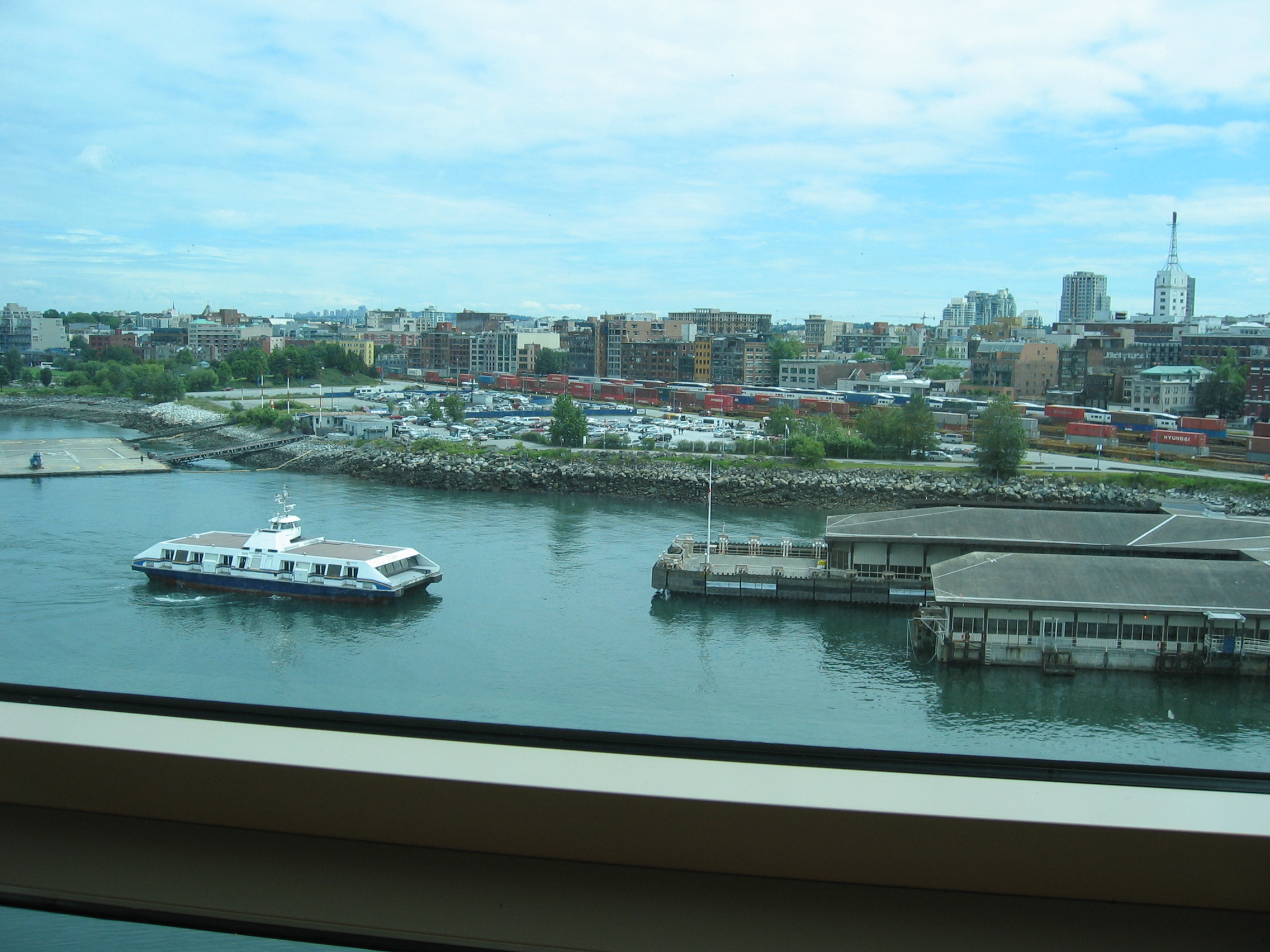 View from the informal dining room while docked in Vancouver, BC