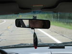 Rear-view reflection of Amanda